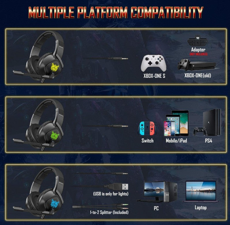 Onikuma K9 Gaming Headset with Retractable Mic – Xbox One/PC/Mac/PS4